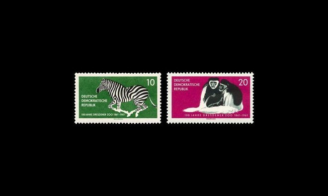 DDR 825-6 ** Dresdenin eläintarha 100v (1961)