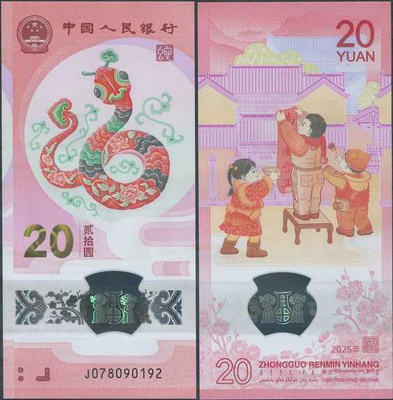 Kiina China 20 Yuan 2025 UNC Polymer Snake