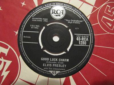 Elvis Presley Good Luck Charm 7" sinkku UK RCA 1280