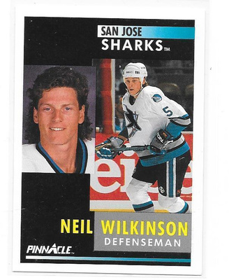 1991-92 Pinnacle #108 Neil Wilkinson San Jose Sharks