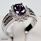 70 .. 10k Valkokulta Duble Swarovski Amethyst .. Sormus - pikkukuva 4