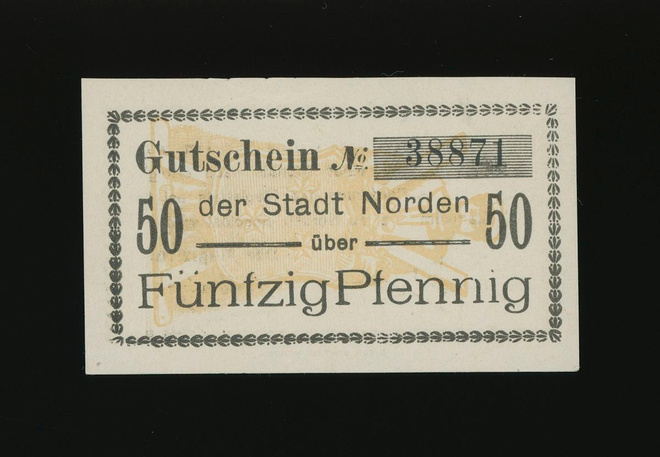 Saksa Notgeld 50 Pfennig, Norden 1.8.1918