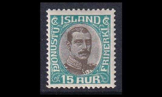 Islanti 37 ** Virkamerkki Christian X 15 A (1920)