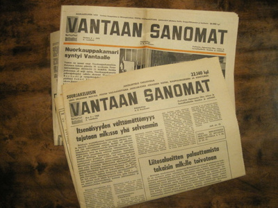 Sanomalehti: Vantaan Sanomat 2 kpl (1968, -72)