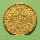 Belgia 20 Francs 1875 kulta raha. Kunto hyvä. - pikkukuva 2