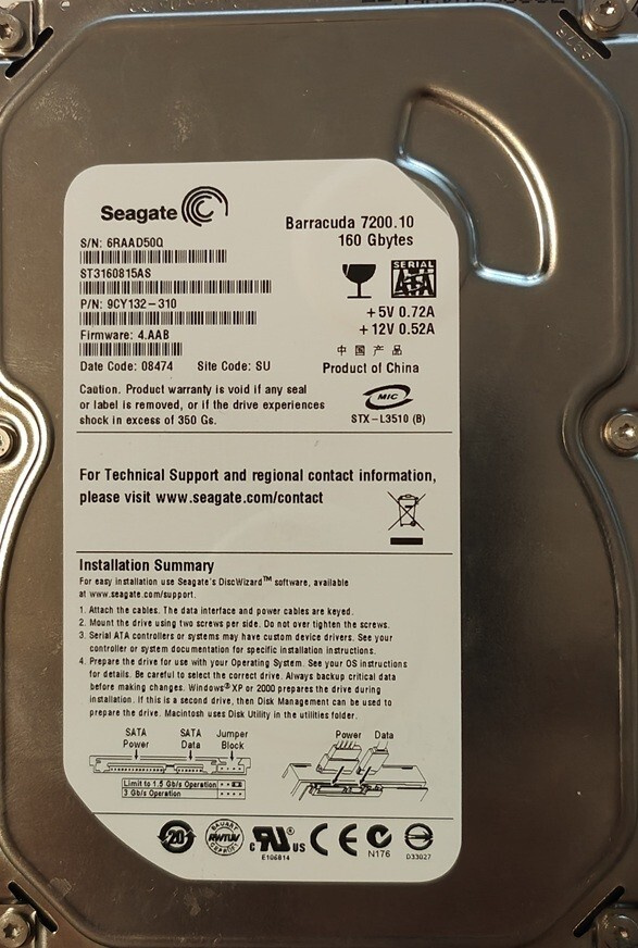 Seagate Barracuda 160 gb (sata)