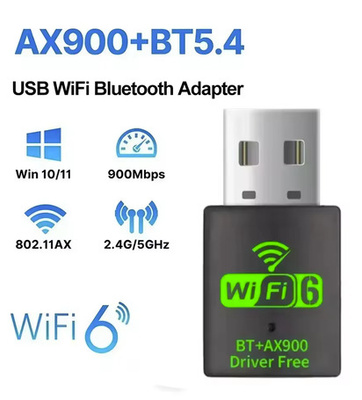 USB AX900 Wifi 6 2in1 Bluetooth 5.4 Adapter 2.4GHz/5GHz Dual