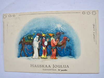 VANHA Postikortti Joulukortti Greta Gerell 1925