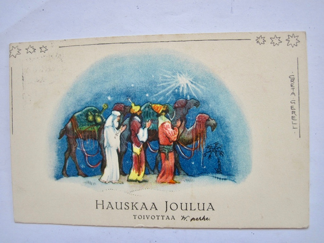 VANHA Postikortti Joulukortti Greta Gerell 1925
