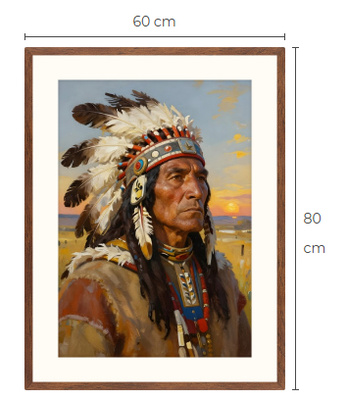 Uusi uniikki Intiaanipäällikkö art print taulu 60 cm x 80 cm