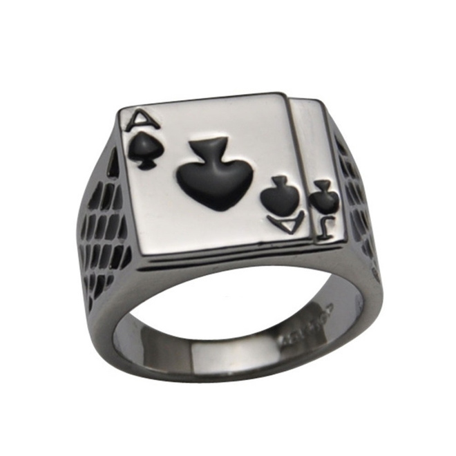 82 .. Pata Ässä Tyylikäs Silver Stainless Steel .. Sormus