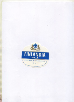 Mallasjuoma Lahti. FINLANGIA BLÅ Etiketti