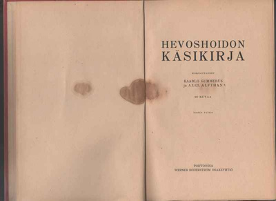 Gummerus&Alfthan: Hevoshoidon käsikirja, WSOY 1921, 2.p, sid