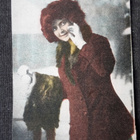 Vanha antiikki kortti, lady lumipallot kädessä v. 1914 ? - pikkukuva 2