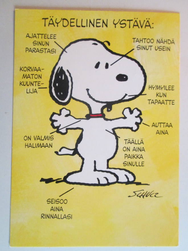 KULKENUT SNOOPY TENAVAT POSTIKORTTI CHARLES. M. SCHULZ