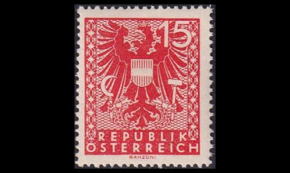 Itävalta 704 ** Käyttösarja vaakuna 15 Pfg (1945)