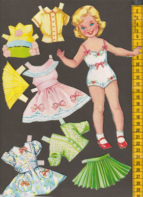Paperinukke tyttö 1950-60-luku
