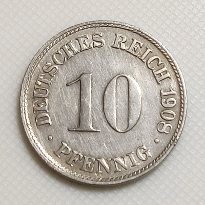 Saksa 10 Pfennig 1908D