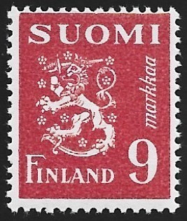 1948 M-30 Leijona 9 mk punainen ** Lape 351 b VSP Lm6