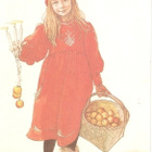 Carl Larsson : Tyttö, omenakori ja kynttilät. mattapinta -74 - pikkukuva 1