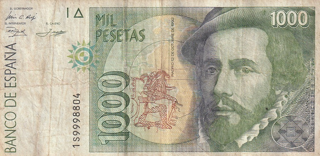 SPAIN 1000 PESETAS 1992 P-163 (K16-S29)