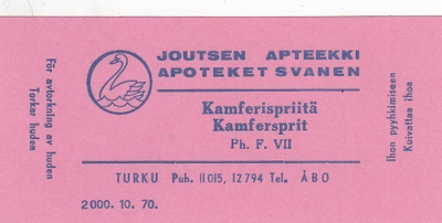 Kamferispriitä Joutsen Apteekki Turku a50