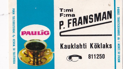 Kauklahti Köklaks T:mi P. Fransman , Paulig b531