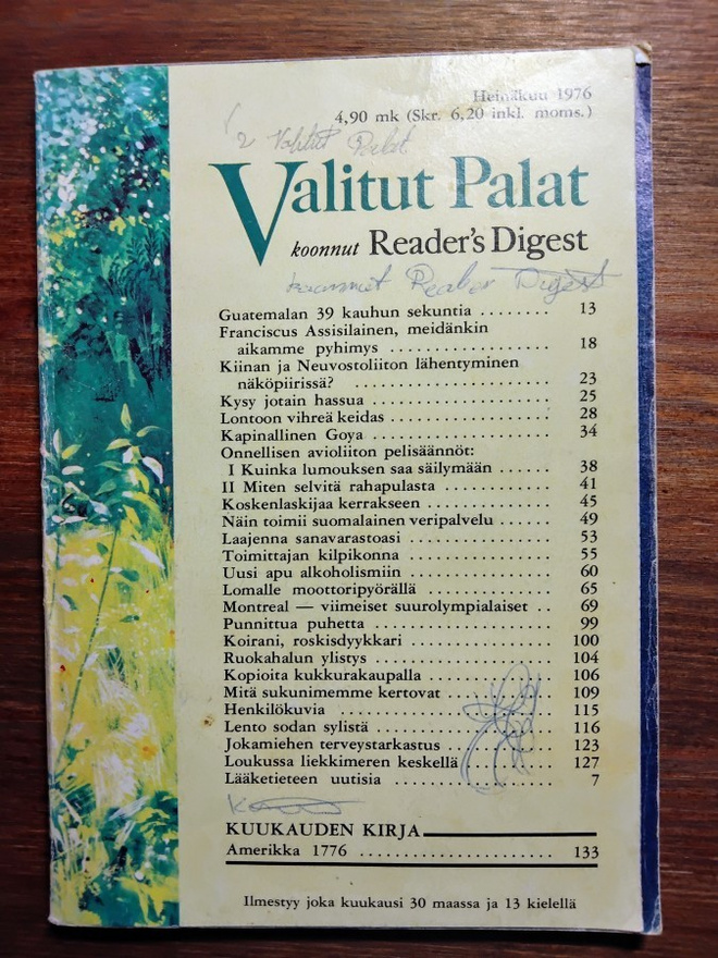 Valitut palat -lehti heinäkuu 1976