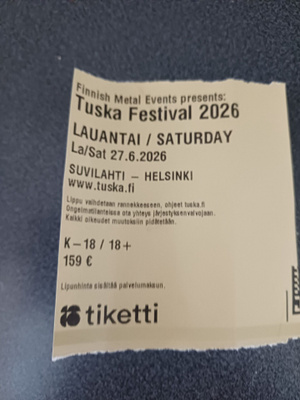 Tuska lippu Lauantai 27.06.2026