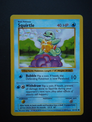 Pokemon kortti Shadowless Squirtle Base set