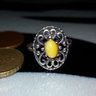 Upea vintage Hopea Meripihka sormus 925 baltic amber - pikkukuva 2