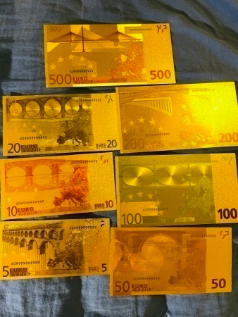 Euro kultasetelit 5 - 500e 7kpl setti
