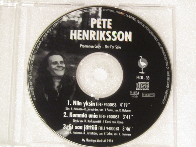Pete Henriksson • Niin Yksin PROMO CD-Single
