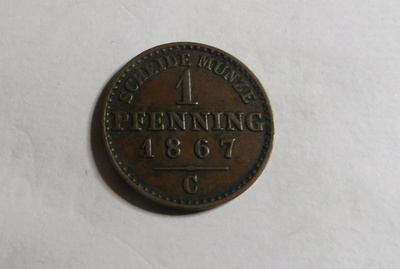 Preussi 1 pfennig 1867 C