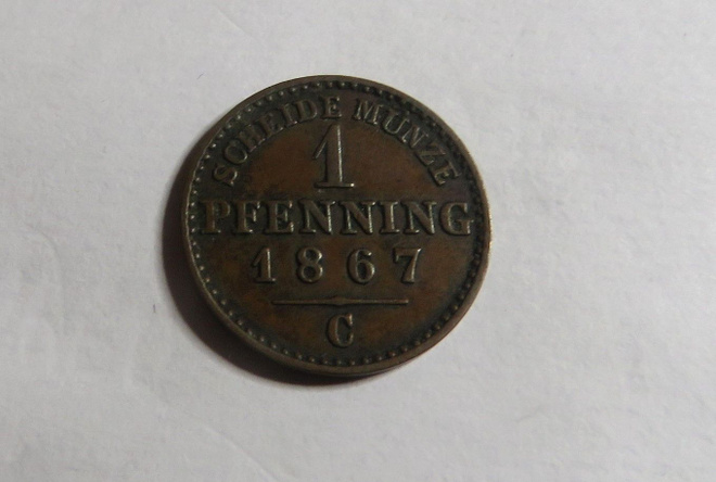 Preussi 1 pfennig 1867 C