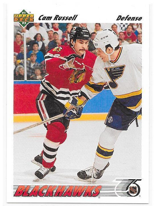 1991-92 Upper Deck #352 Cam Russell Chicago Blackhawks gooni