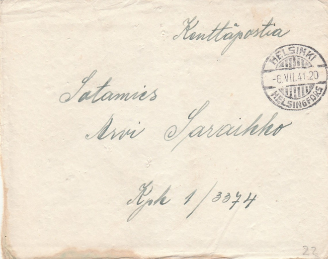 1941, Kirje Kenttäpostia, Helsinki