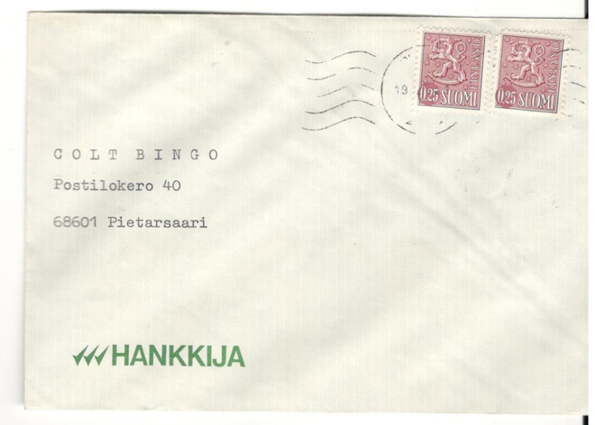 Hankkija,  v. 1971  firmakuori aihekeräilijälle