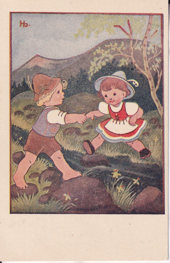 Tyttö ja poika , Helja Sjösted   . e247