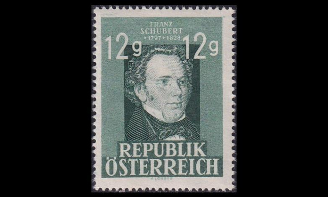 Itävalta 801 ** Säveltäjä Franz Schubert (1947)