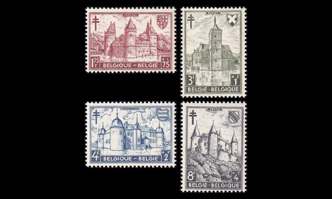 Belgia 918-21 ** Tuberkuloosi linnoja (1951)