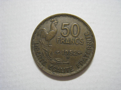 Ranska 50 Francs frangi 1952 B Guiraud