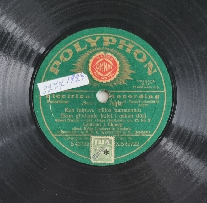 Savikiekko 1929 - John Ekberg - Polyphon XS 42722