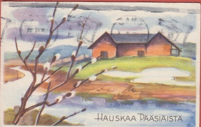 Knüpfer Pajunkissat , sula joki ja talo  taustalla