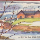 Knüpfer Pajunkissat , sula joki ja talo  taustalla - pikkukuva 1