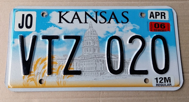 KANSAS USA REKISTERIKILPI verotarra