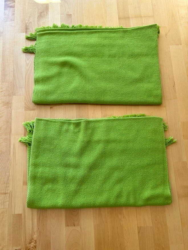 Limenvihreä huopa / torkkupeitto, 2 kpl ( 130 x 150 cm )
