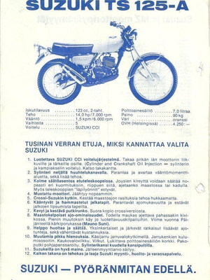 Suzuki TS 125-A - suomenkielinen esite