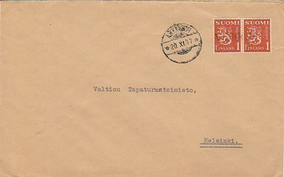 1937, Kirje Artjärvi, rivileima Villikkala