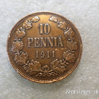 10   penniä  1911  kulkematon  , patinoinin alkua. - pikkukuva 1